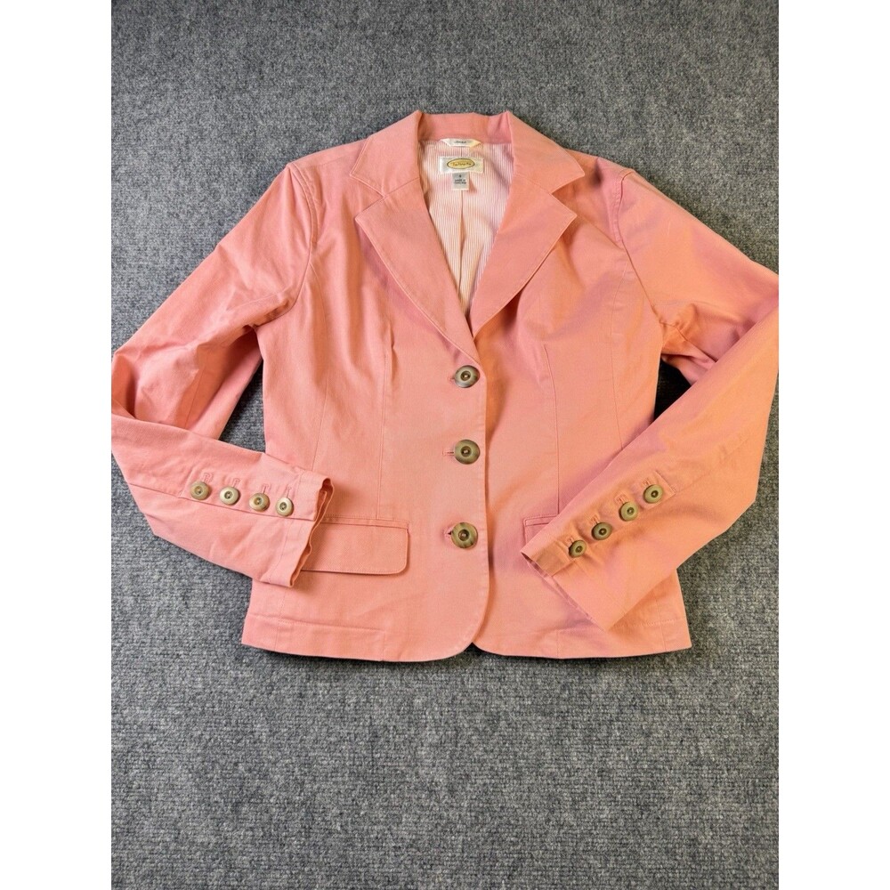 Talbots Womens Blazer Size 4 Coral Pink Tailored Jacket Preppy Coastal Career